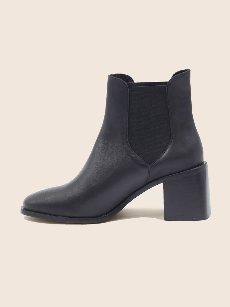 Bottines Chelsea talon cuir noir