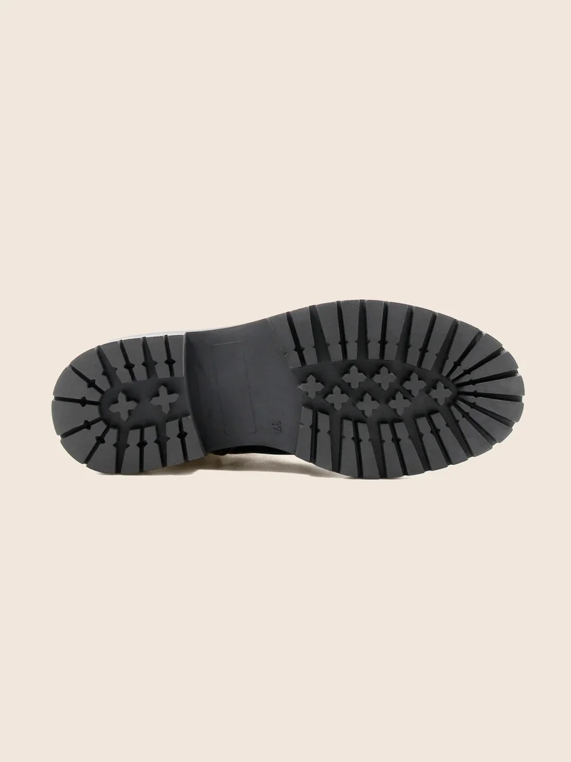 Bottines ranger crantées cuir kaki