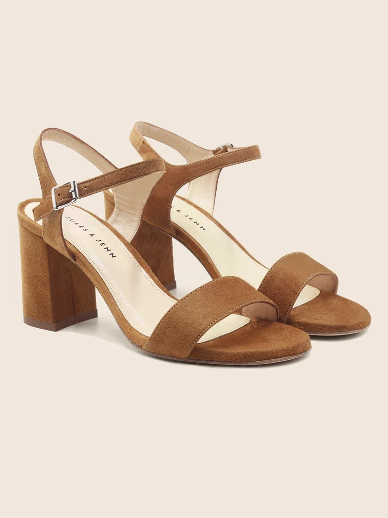 Sandales talon cuir daim marron clair