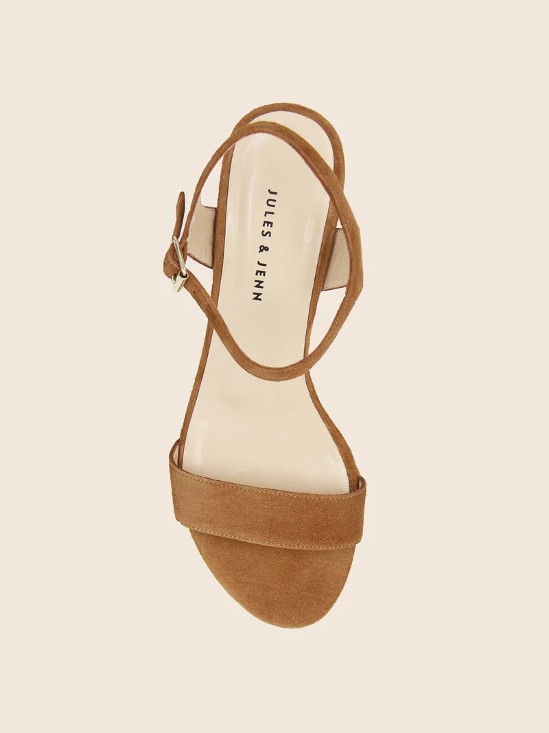 Sandales talon cuir daim marron clair