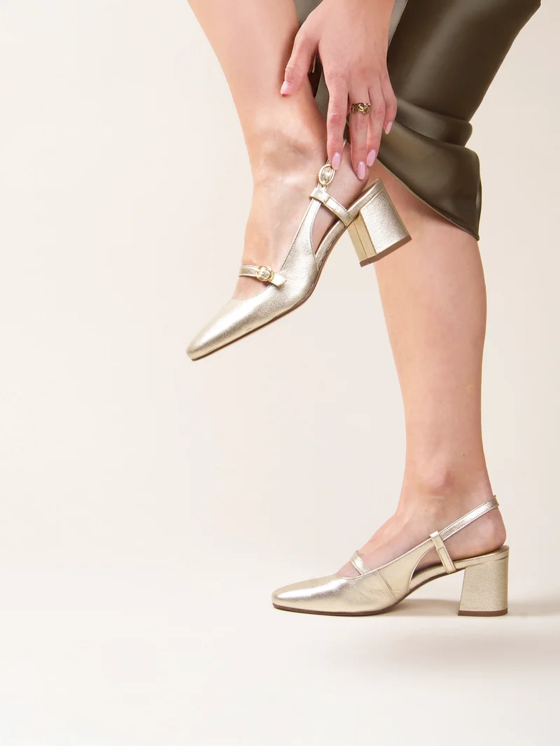 Escarpins slingback cuir doré
