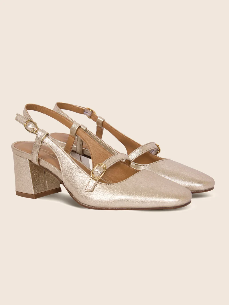 Escarpins slingback cuir doré