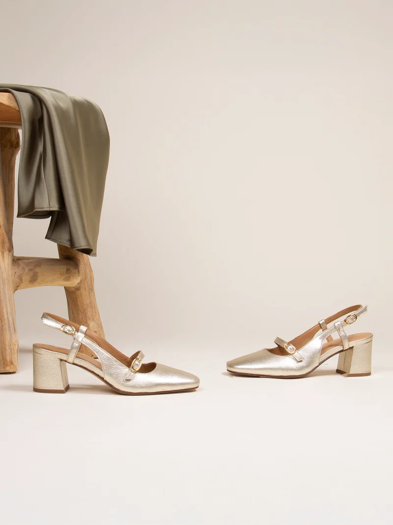 Escarpins slingback cuir doré
