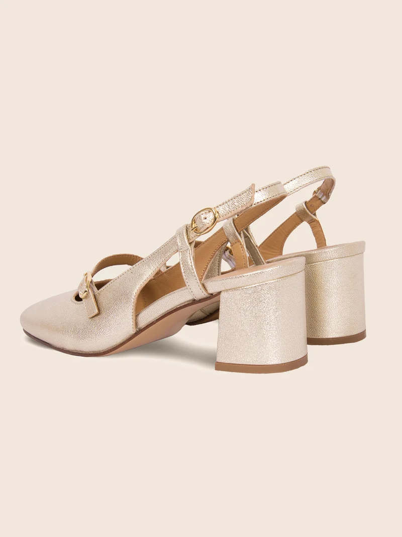 Escarpins slingback cuir doré