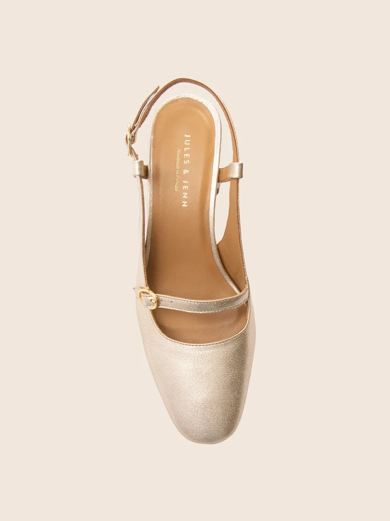 Escarpins slingback cuir doré