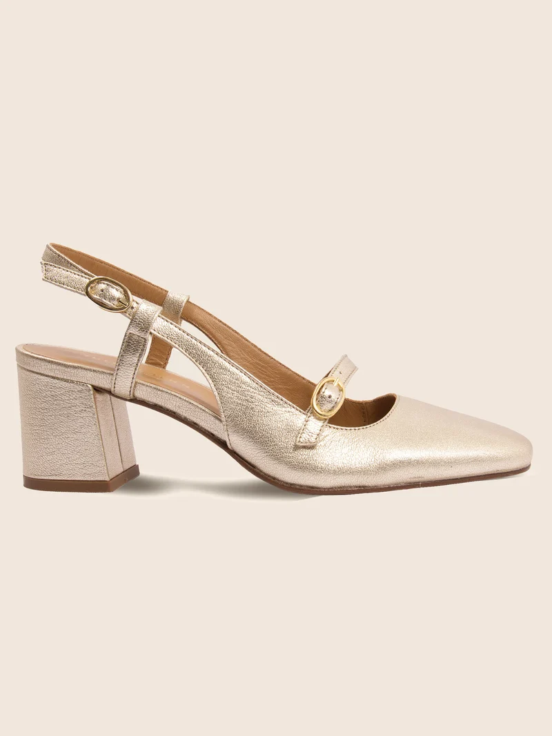 Escarpins slingback cuir doré