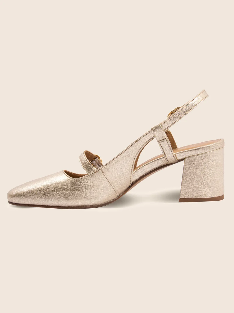 Escarpins slingback cuir doré