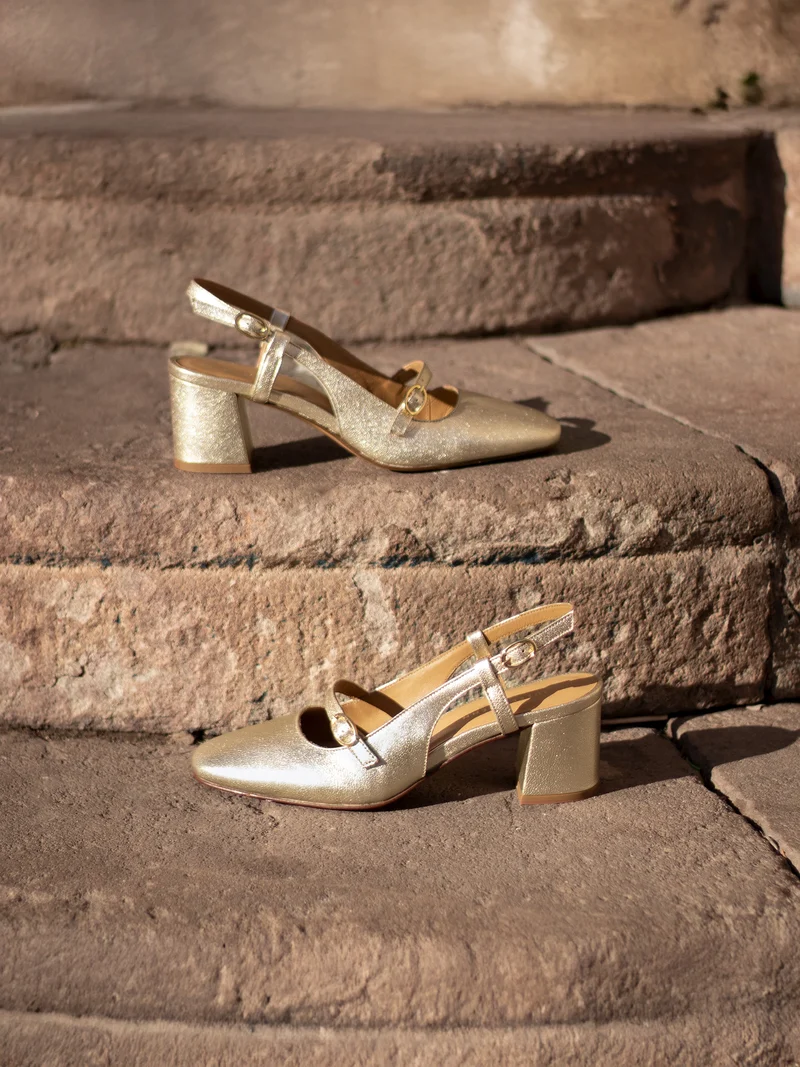 Escarpins slingback cuir doré