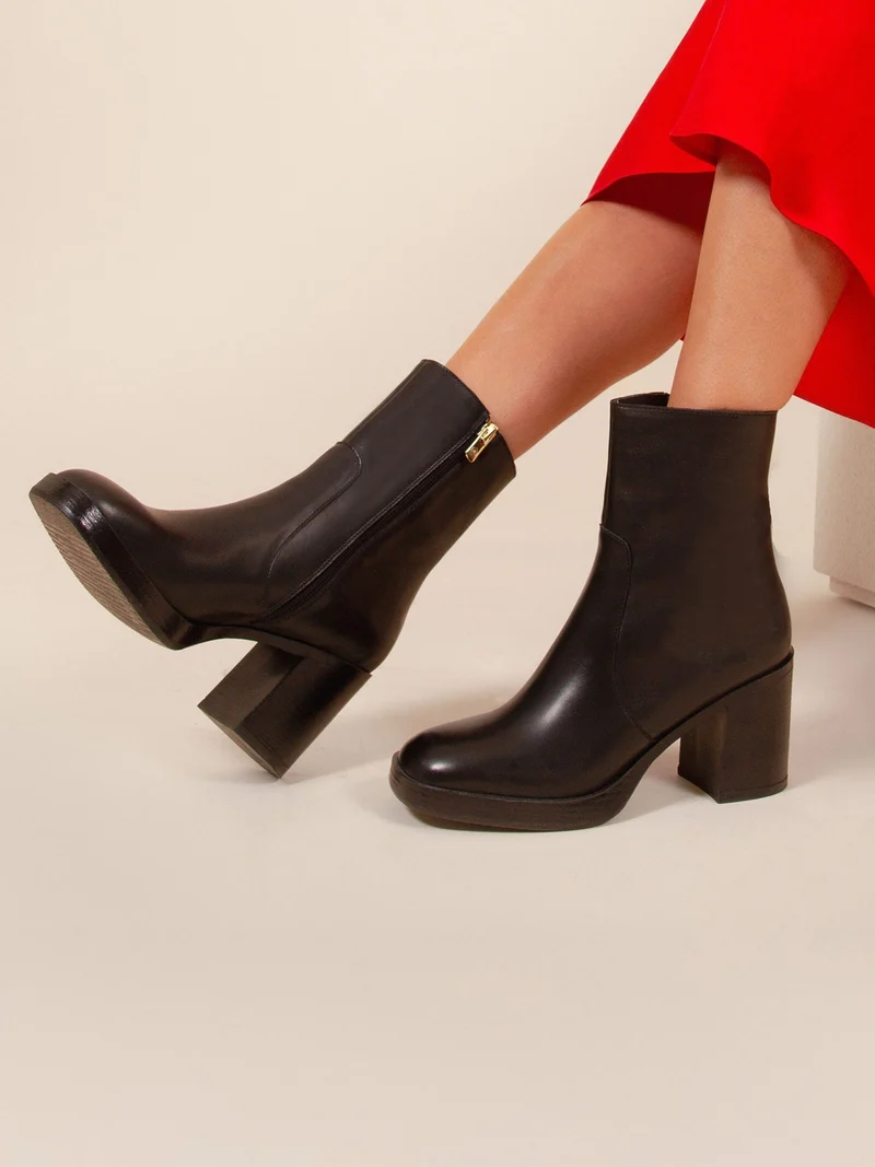 Bottines plateforme cuir noir