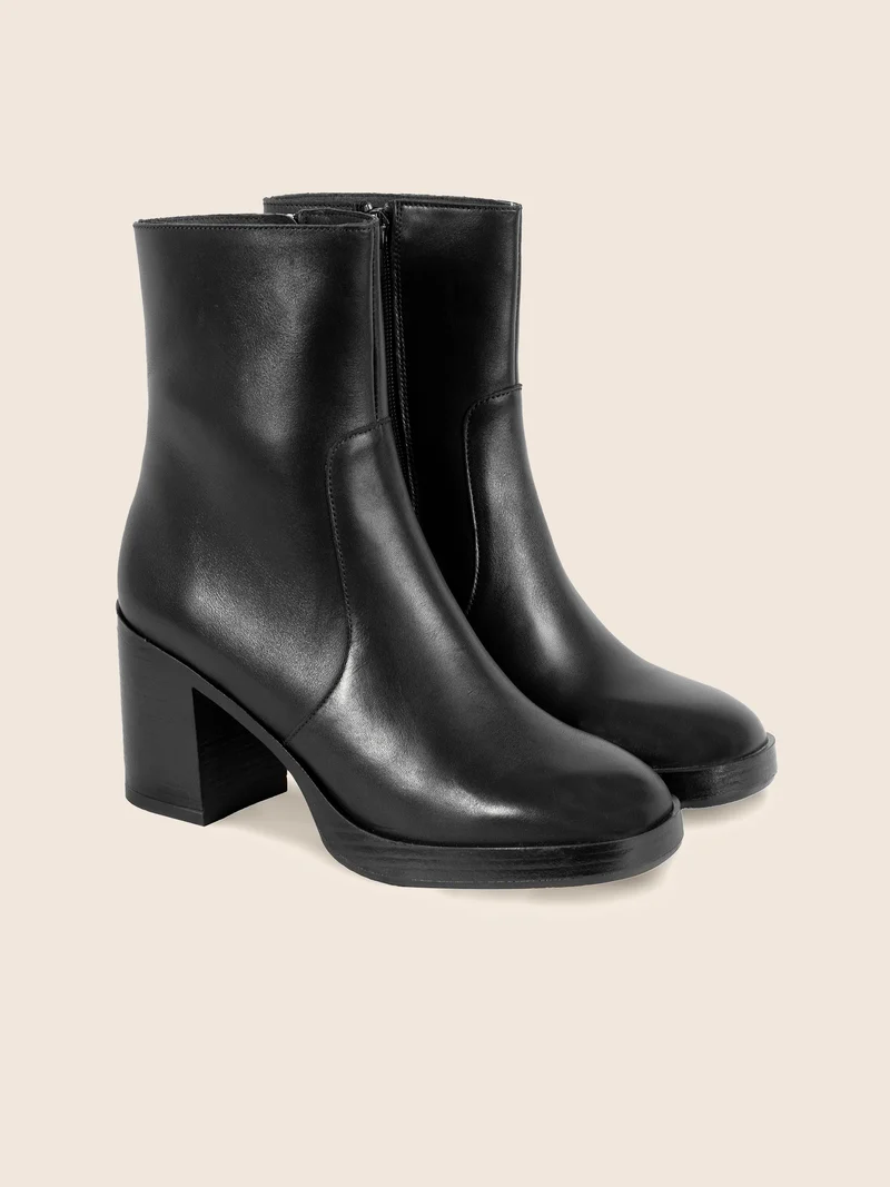 Bottines plateforme cuir noir
