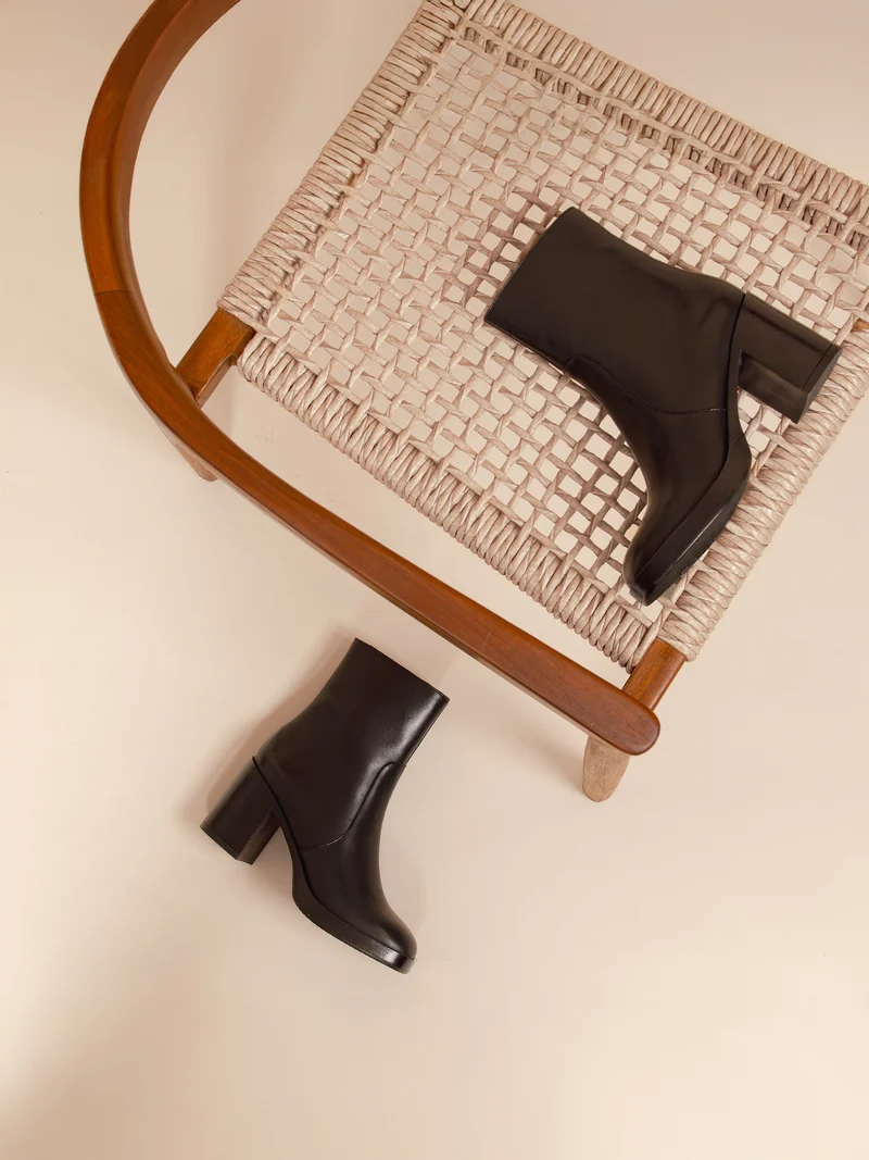 Bottines plateforme cuir noir