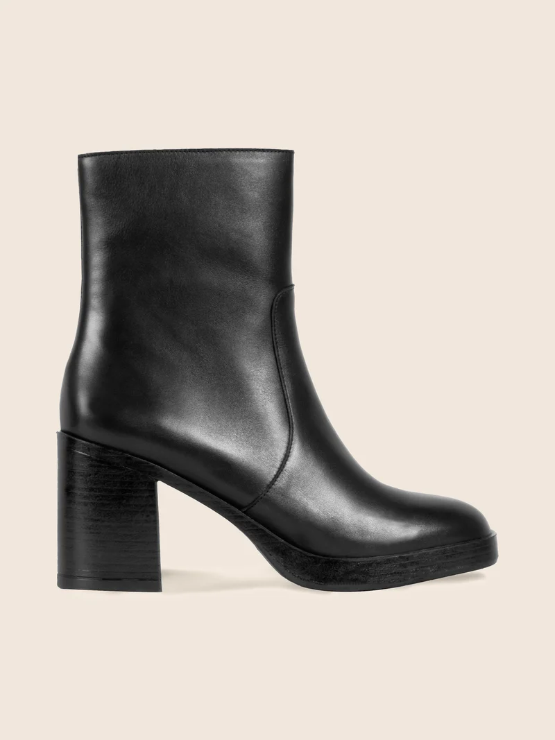 Bottines plateforme cuir noir