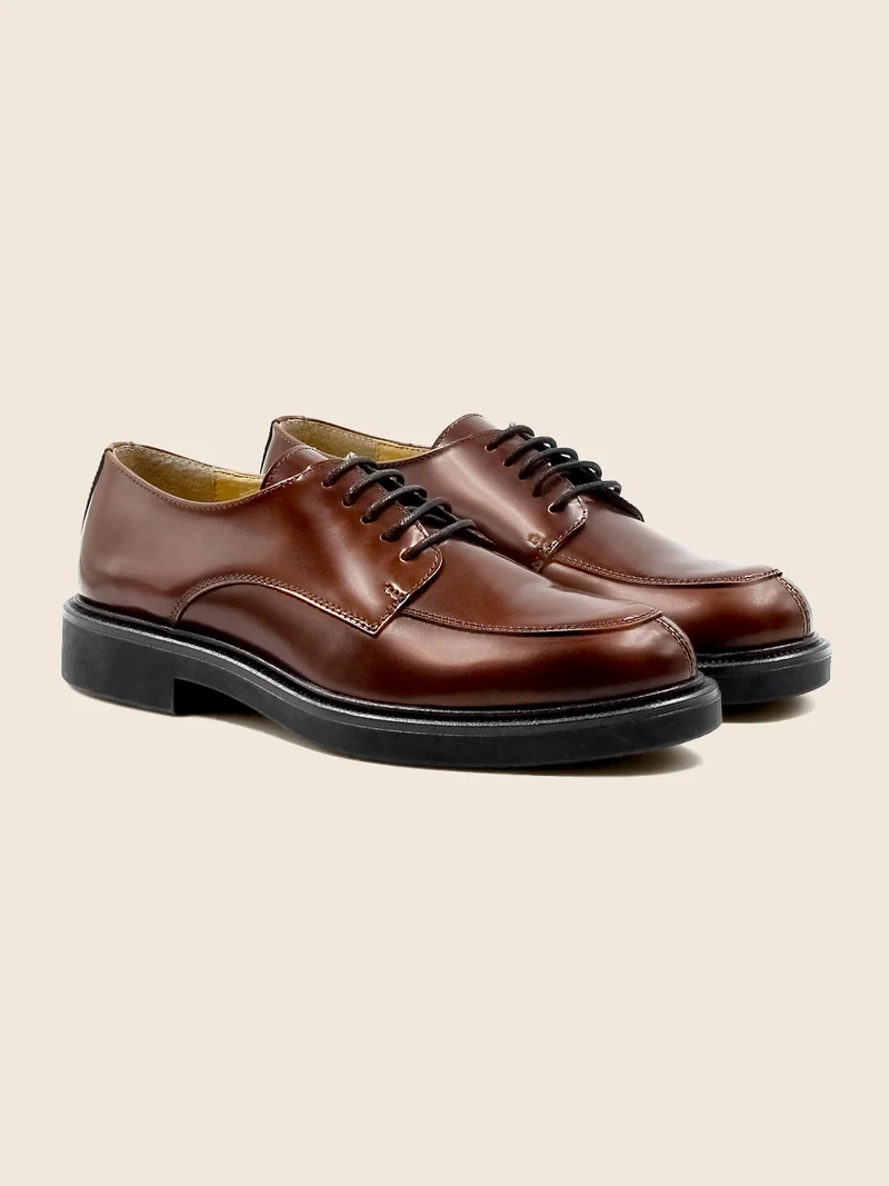 Derbies cuir brillant cognac