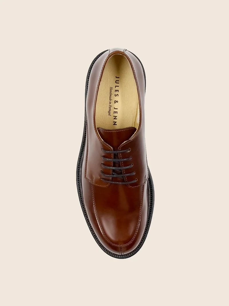 Derbies cuir brillant cognac