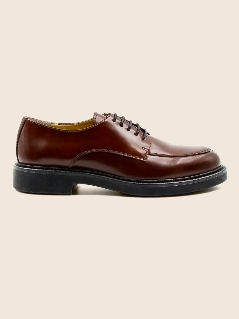 Derbies cuir brillant cognac