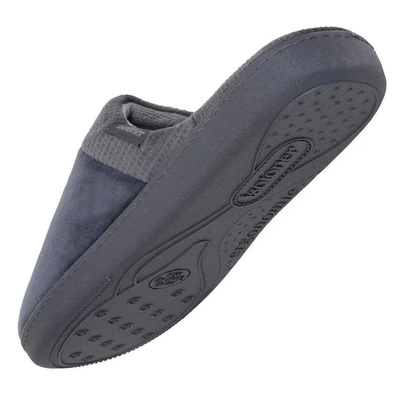 Chaussons Mules Homme Carrés Gris