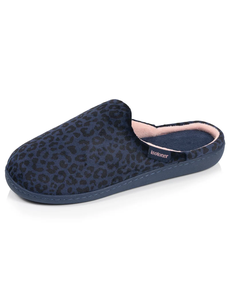 Chaussons Mules Femme Léopard Marine