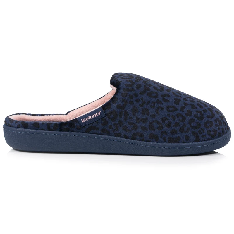 Chaussons Mules Femme Léopard Marine