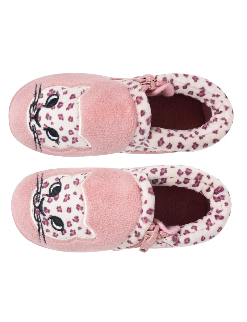 Chaussons Bottillons zip Bébé Rose Léopard