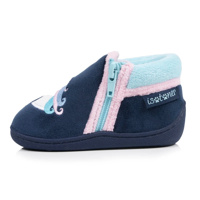 Chaussons Bottillons zip Bébé Velours Marine