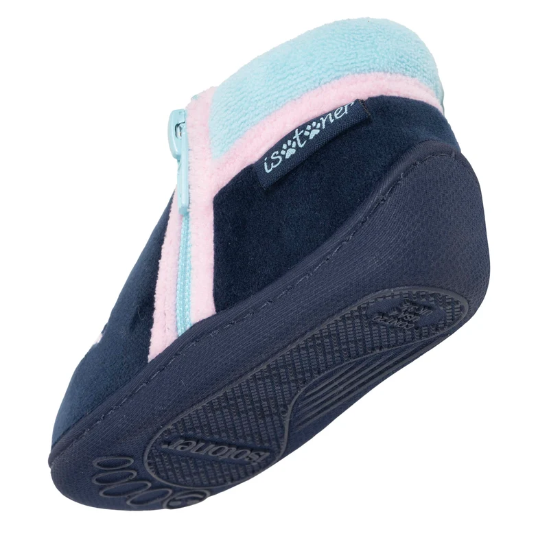 Chaussons Bottillons zip Bébé Velours Marine