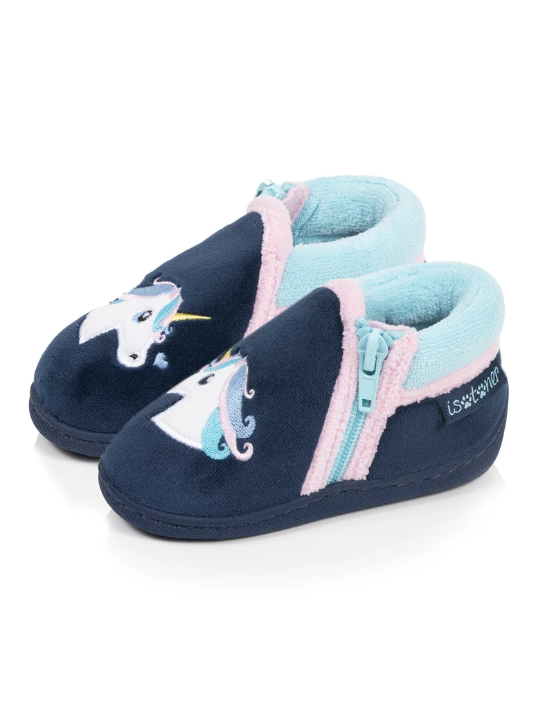 Chaussons Bottillons zip Bébé Velours Marine