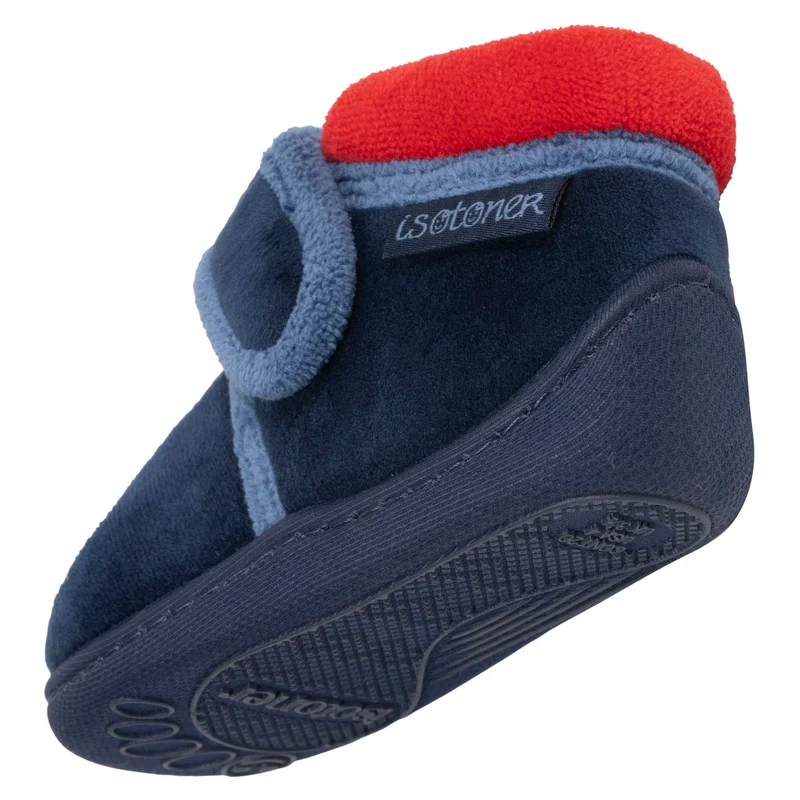 Chaussons Bottillons scratch Bébé Velours Marine