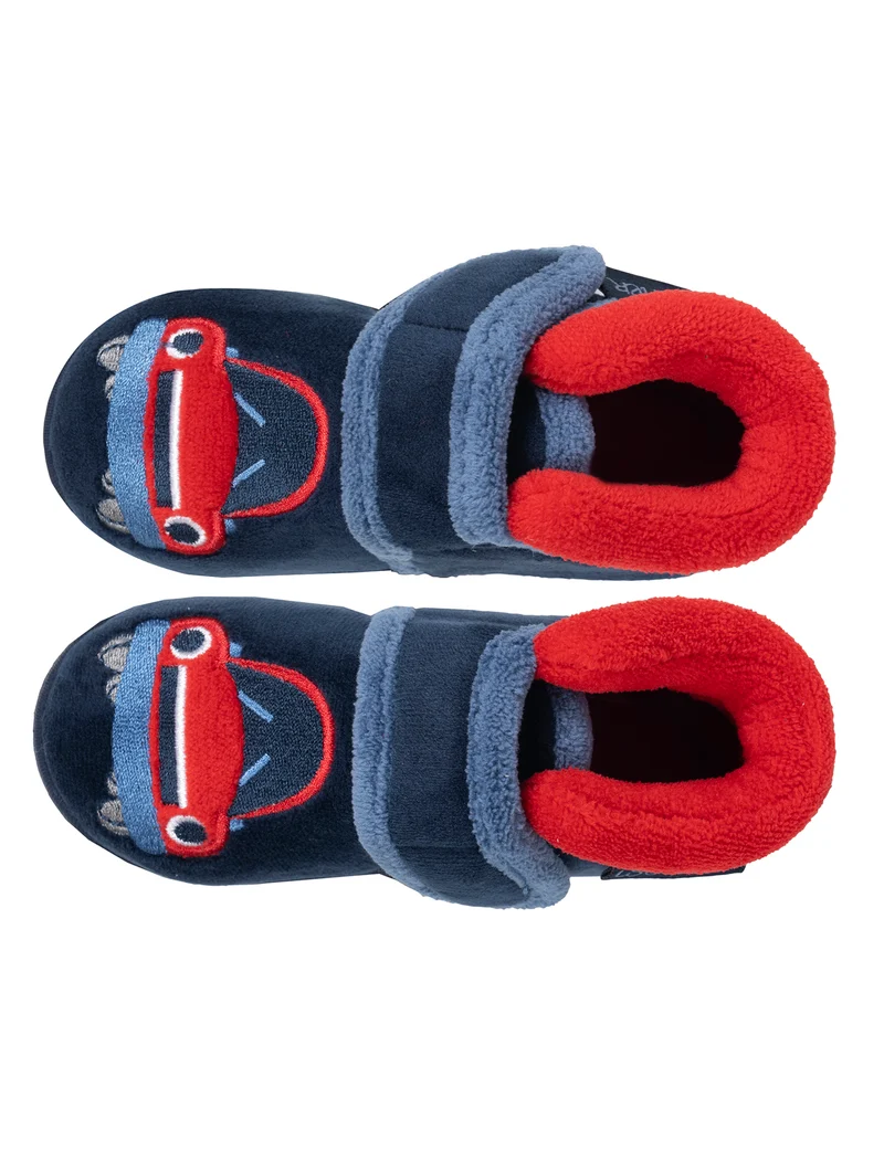 Chaussons Bottillons scratch Bébé Velours Marine