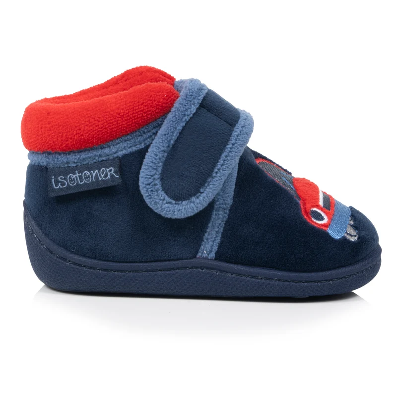 Chaussons Bottillons scratch Bébé Velours Marine