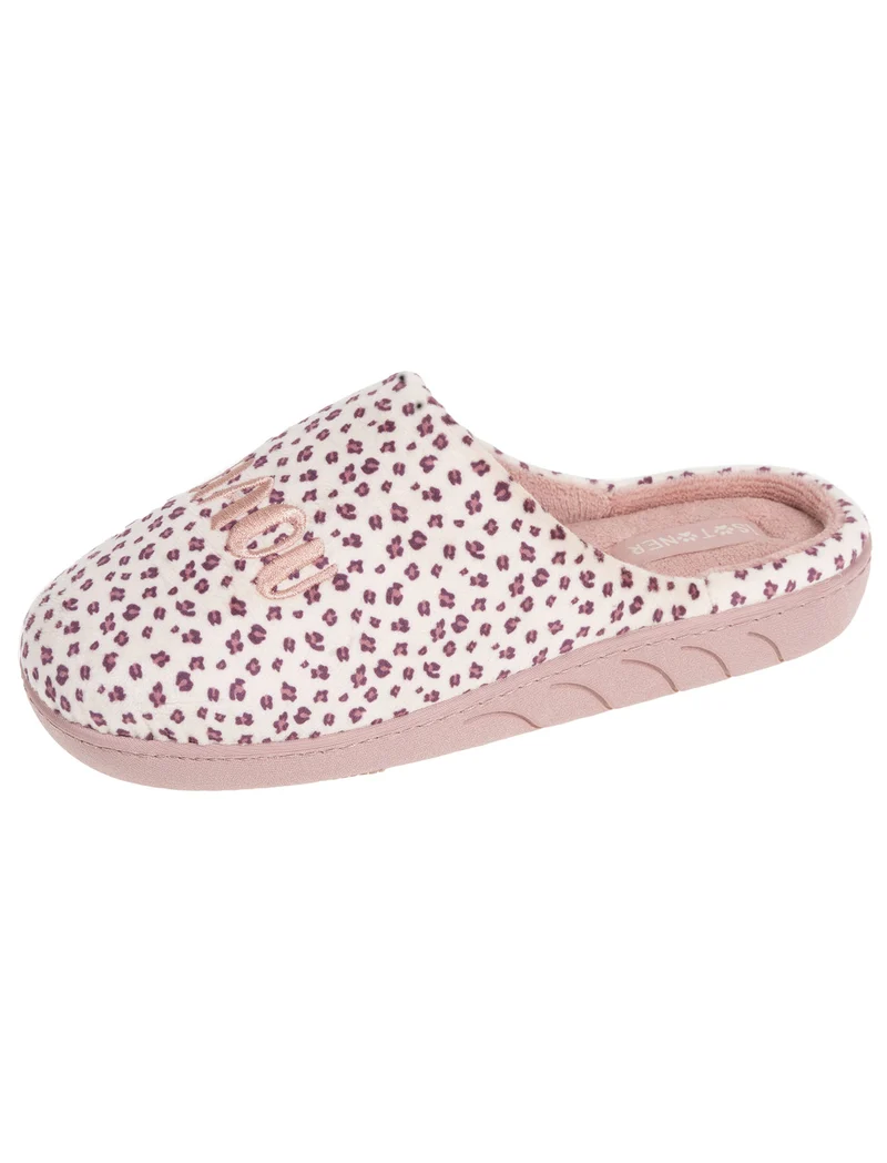 Chaussons Mules Junior Rose Velours Léopard