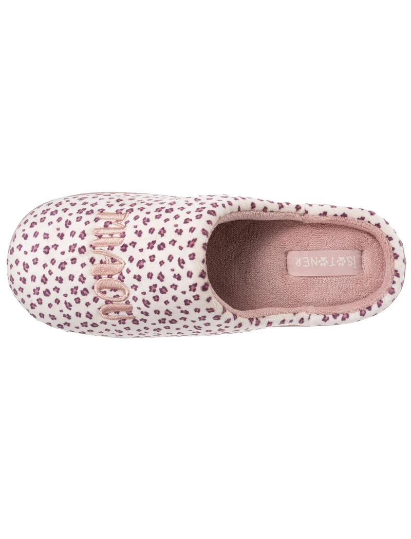 Chaussons Mules Junior Rose Velours Léopard