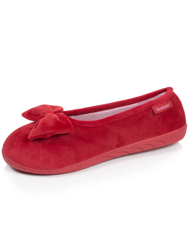 Chaussons Ballerines Femme Noeud Rouge