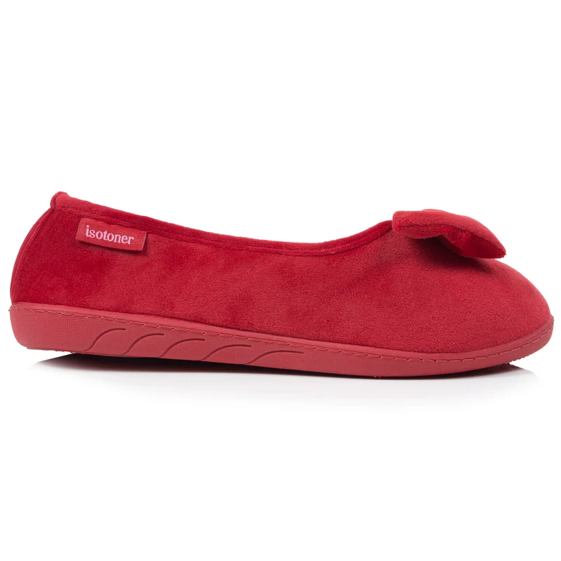 Chaussons Ballerines Femme Noeud Rouge
