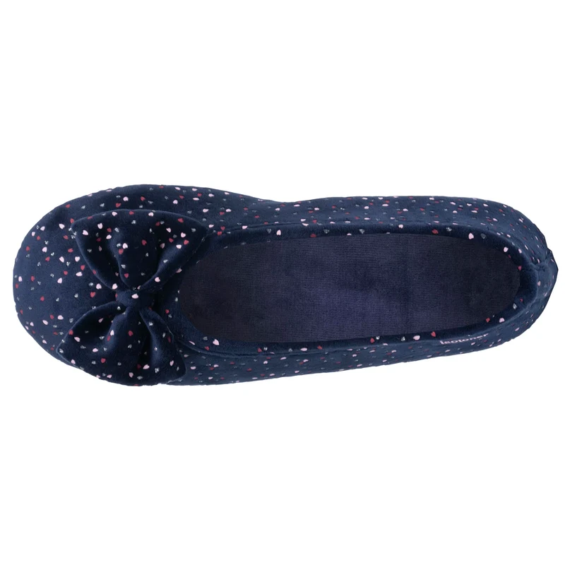 Chaussons Ballerines Femme Marine pois