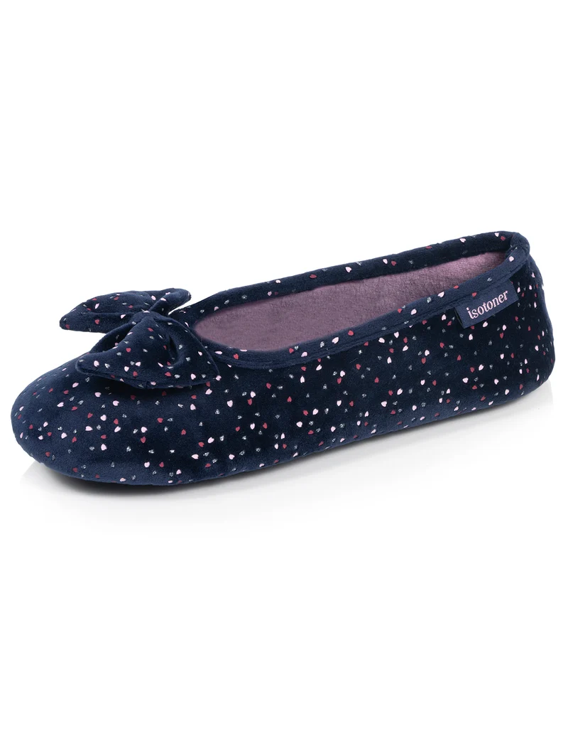 Chaussons Ballerines Femme Marine pois