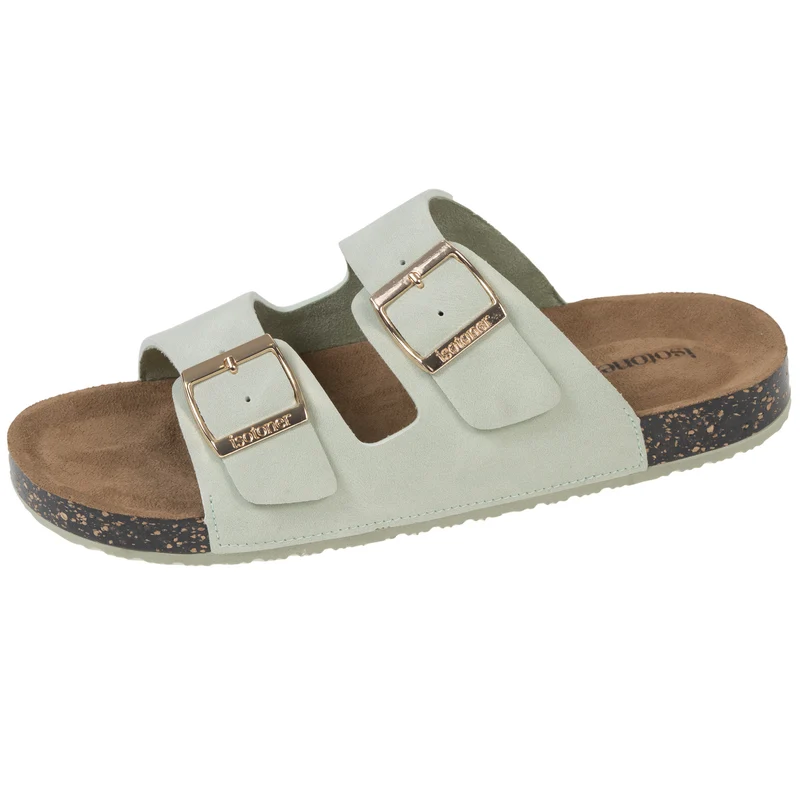Mules sandales Femme double bride Vert d'eau