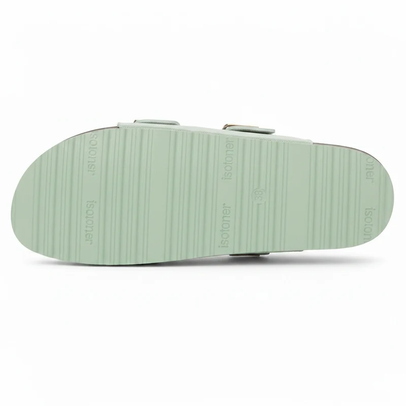 Mules sandales Femme double bride Vert d'eau