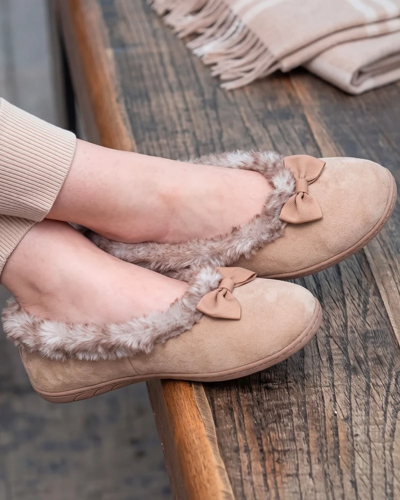 Chaussons ballerines recyclées Femme Camel