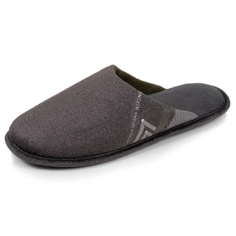 Chaussons mules plates Homme Gris chiné