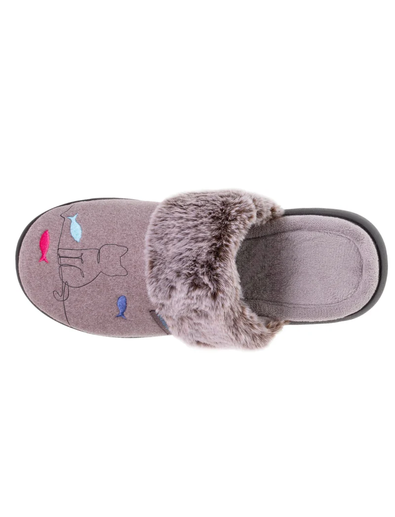 Chaussons mules Femme chat Taupe