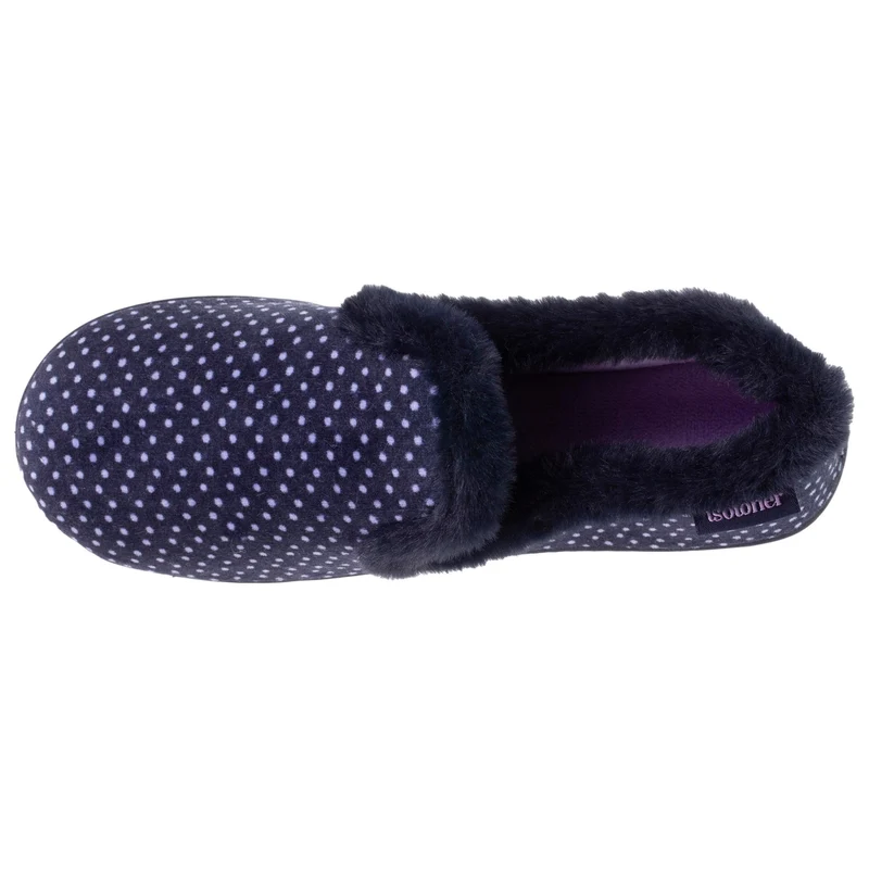 Chaussons charentaises Femme pois Marine