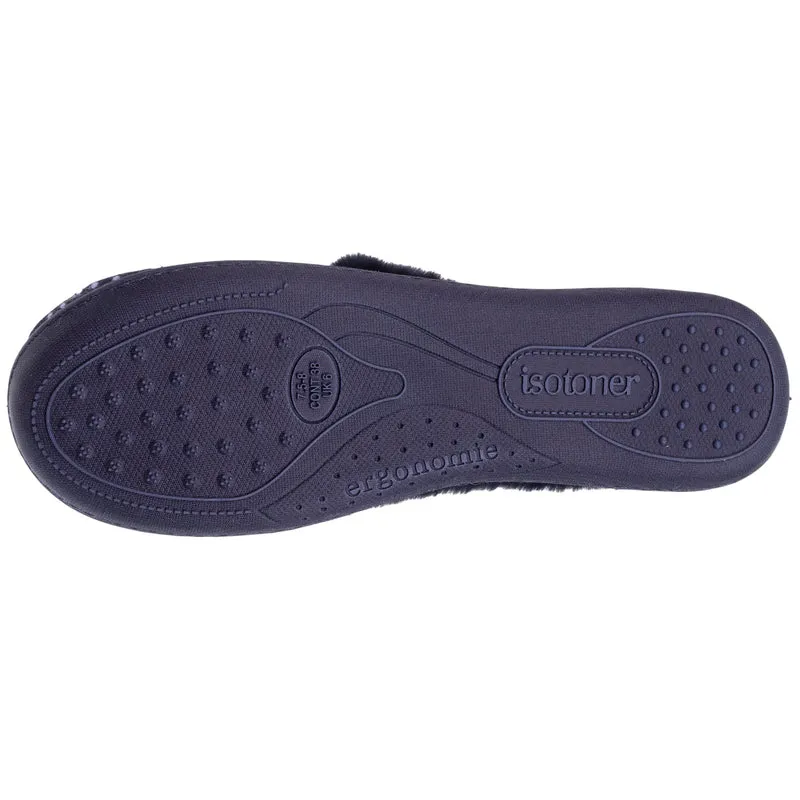 Chaussons charentaises Femme pois Marine