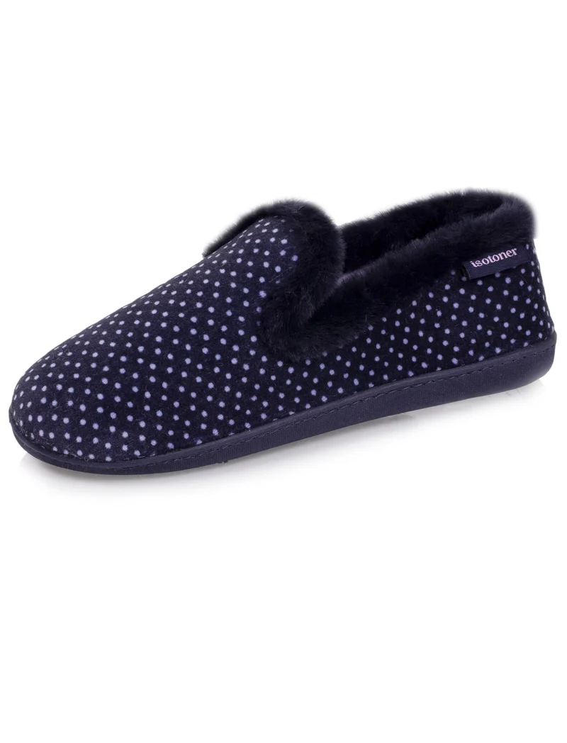 Chaussons charentaises Femme pois Marine