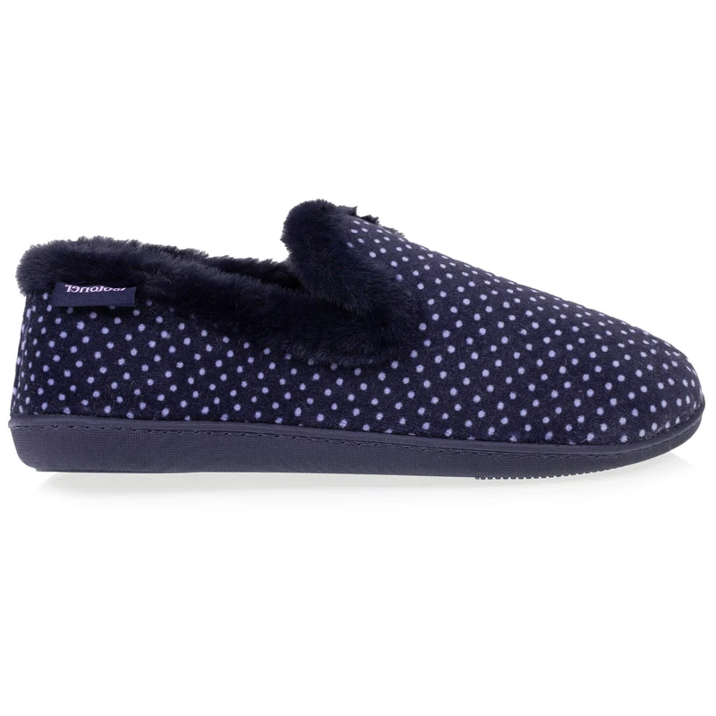 Chaussons charentaises Femme pois Marine