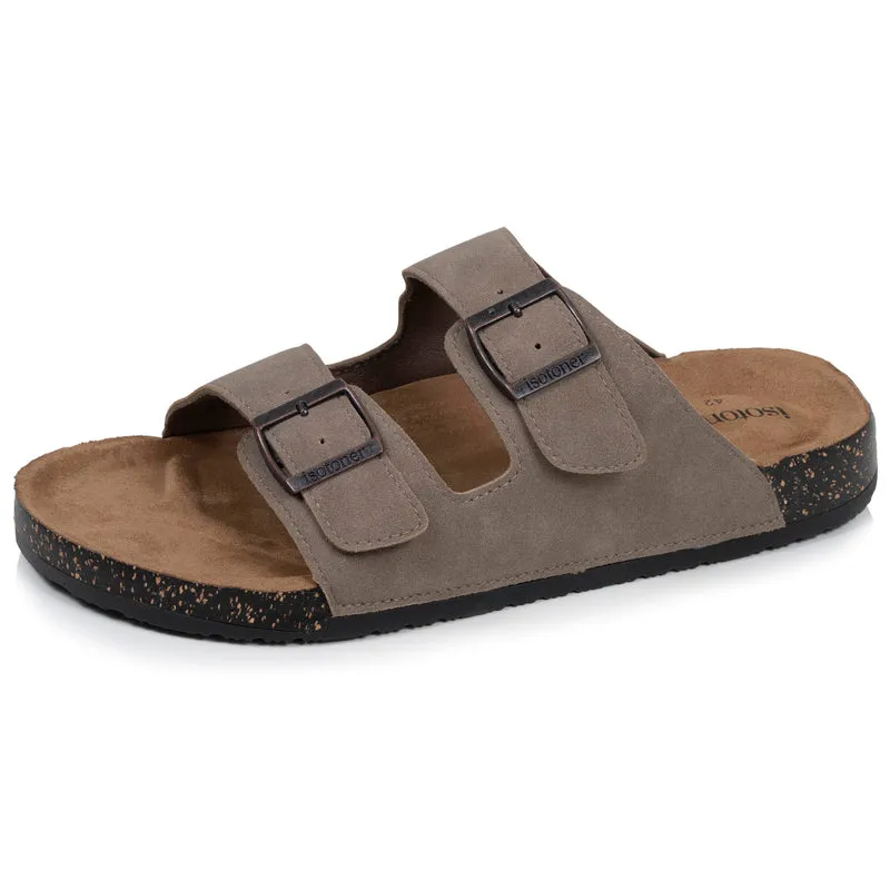 Mules sandales Homme double bride Taupe