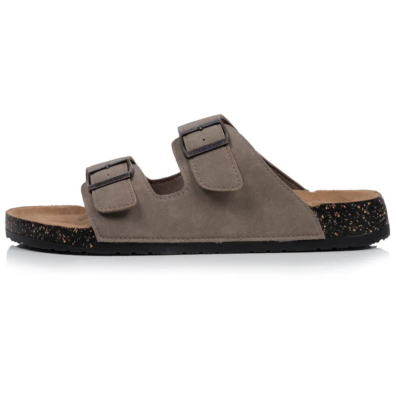 Mules sandales Homme double bride Taupe