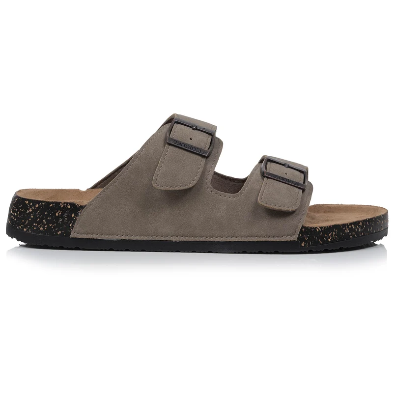 Mules sandales Homme double bride Taupe