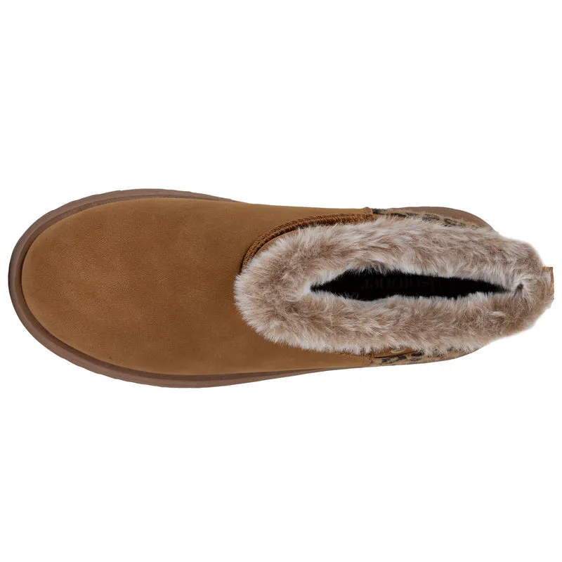 Bottines Femme imitation fourrure Camel Léopard