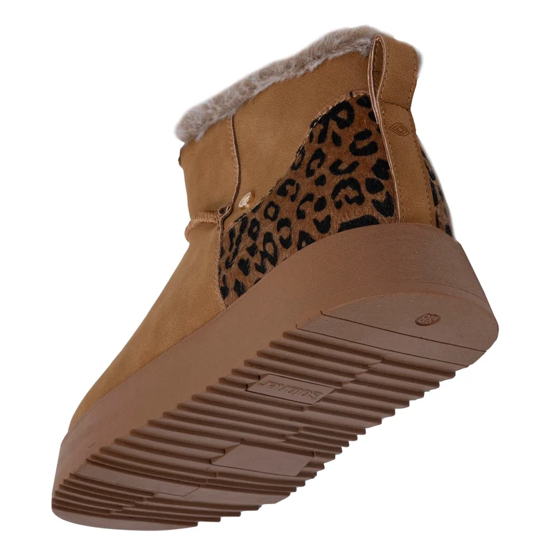 Bottines Femme imitation fourrure Camel Léopard