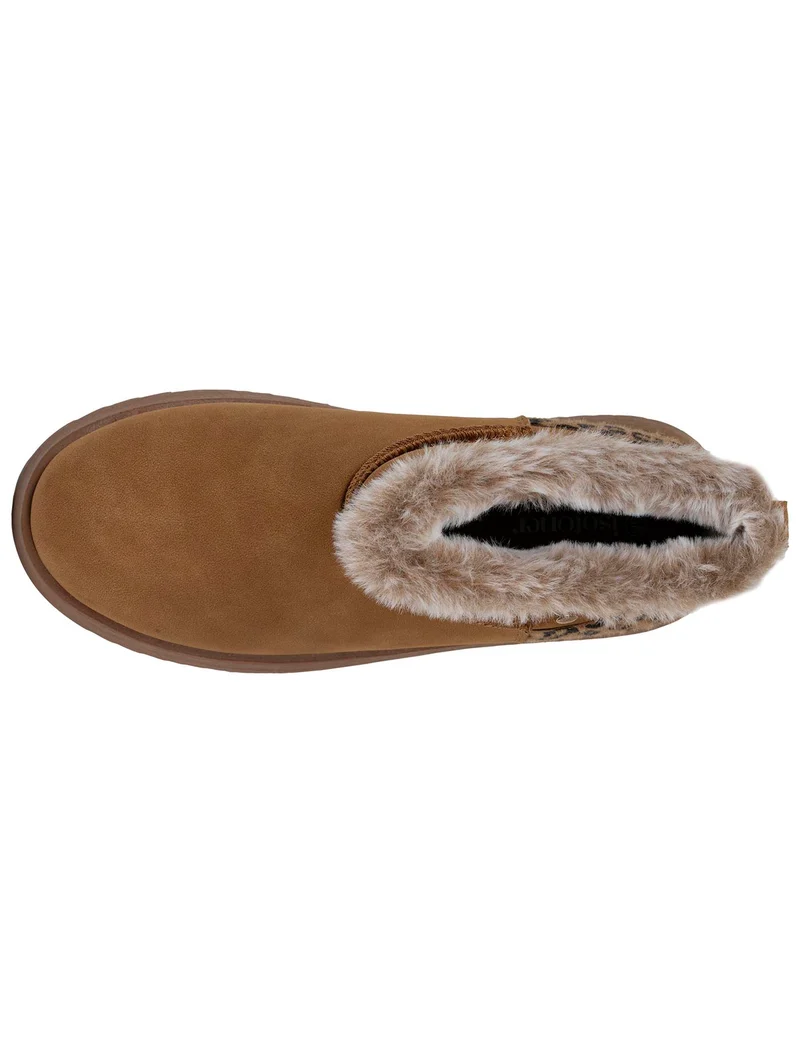 Bottines Femme imitation fourrure Camel Léopard